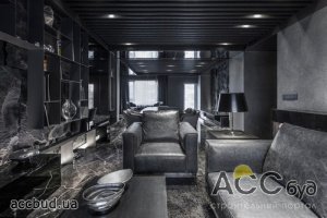 Черно-серый интерьер с глянцем